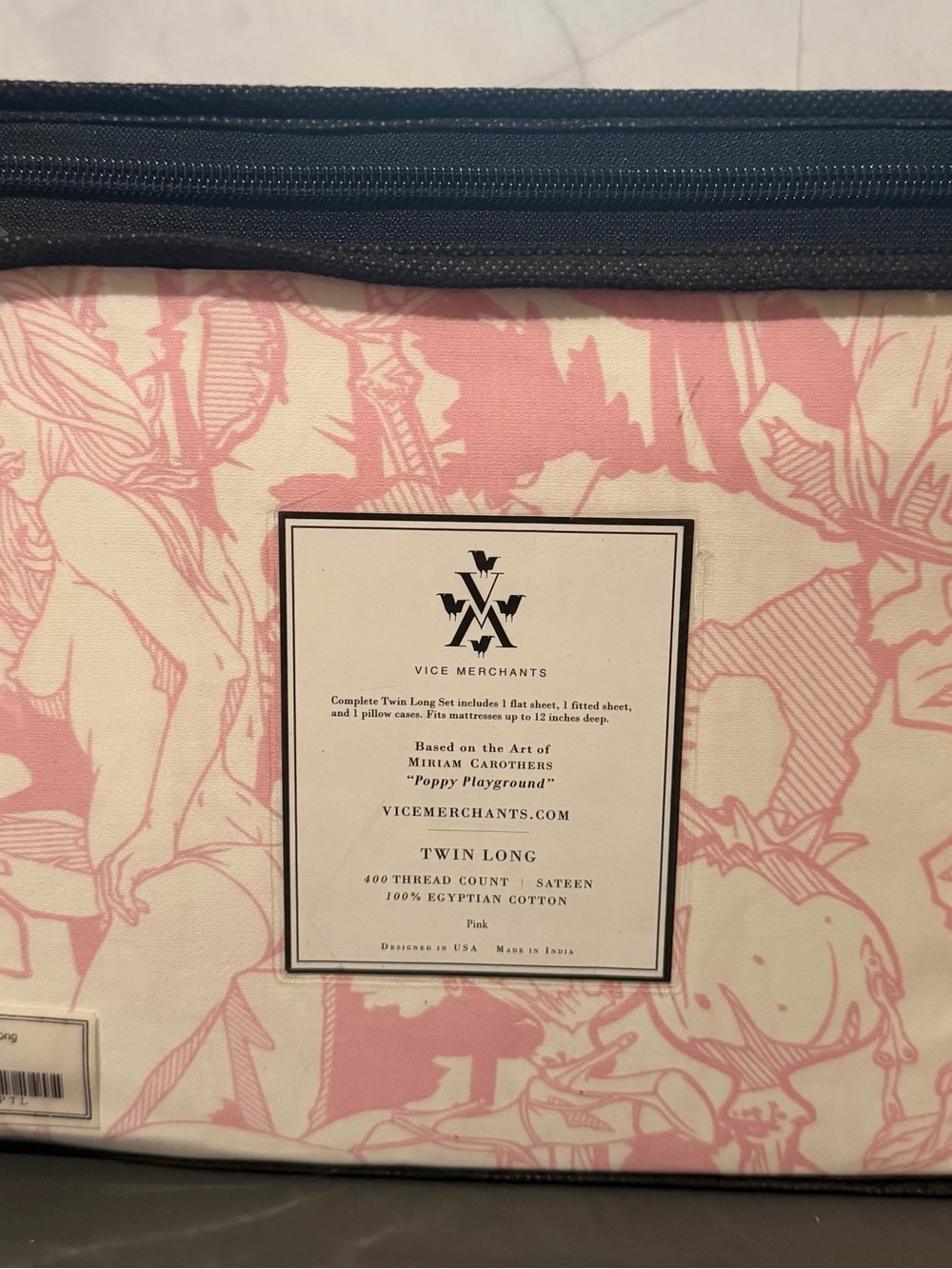 RARE NEW Sexy/Risqué Vice Merchants Poppy Playground Twin Long Sheet Set- Pink